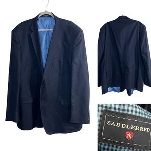 Saddlebred Sport Coat blazer suit jacket Men's‎ Dark Blue 52L 100% cotton office